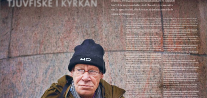 Kyrkor i Malmö försöker värva hemlöse Hans Olsson själ. De lockar med smörgåsar för att få med honom på deras Gudstjänster. Men än så länge har hans själ inte nappat. Foto: Åsa Wallin.