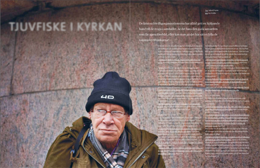 Kyrkor i Malmö försöker värva hemlöse Hans Olsson själ. De lockar med smörgåsar för att få med honom på deras Gudstjänster. Men än så länge har hans själ inte nappat. Foto: Åsa Wallin.